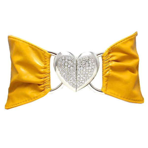 Crystal Rhinestone Heart Detail Stretch Elastic Belt - Madeline Love - Flyclothing LLC