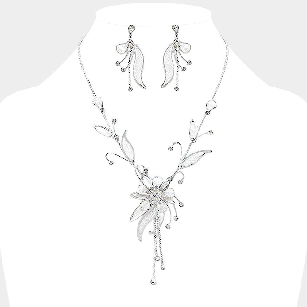 Crystal Rhinestone Metal Mesh Flower Necklace - Madeline Love - Flyclothing LLC