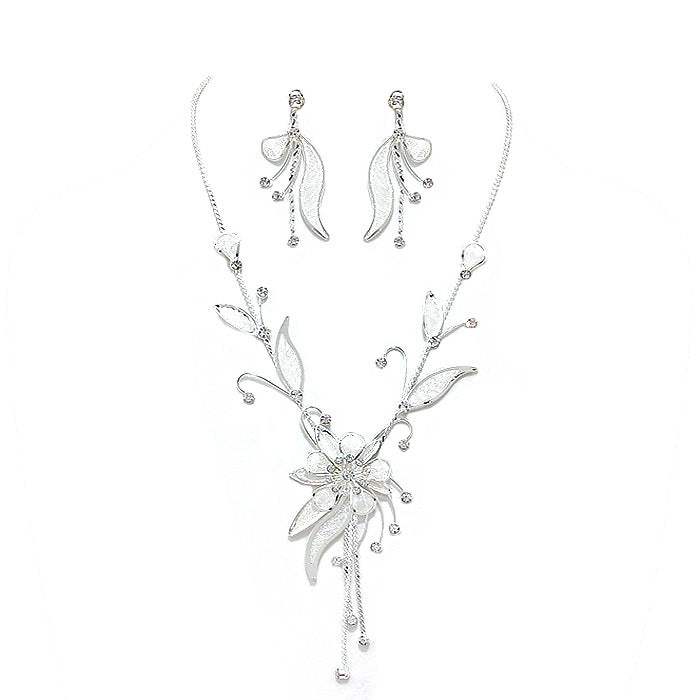 Crystal Rhinestone Metal Mesh Flower Necklace - Madeline Love - Flyclothing LLC