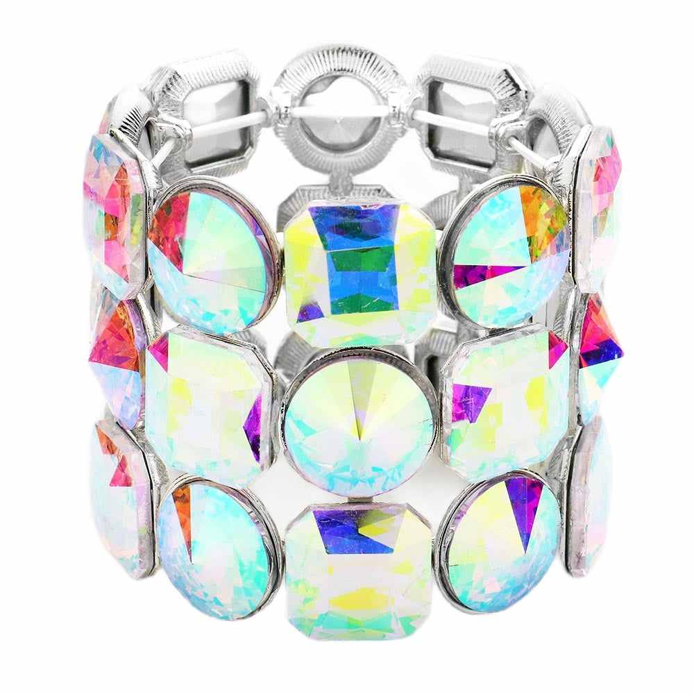 Crystal Rhinestone Round Stretch Bracelet Glass Bracelet - Madeline Love - Flyclothing LLC