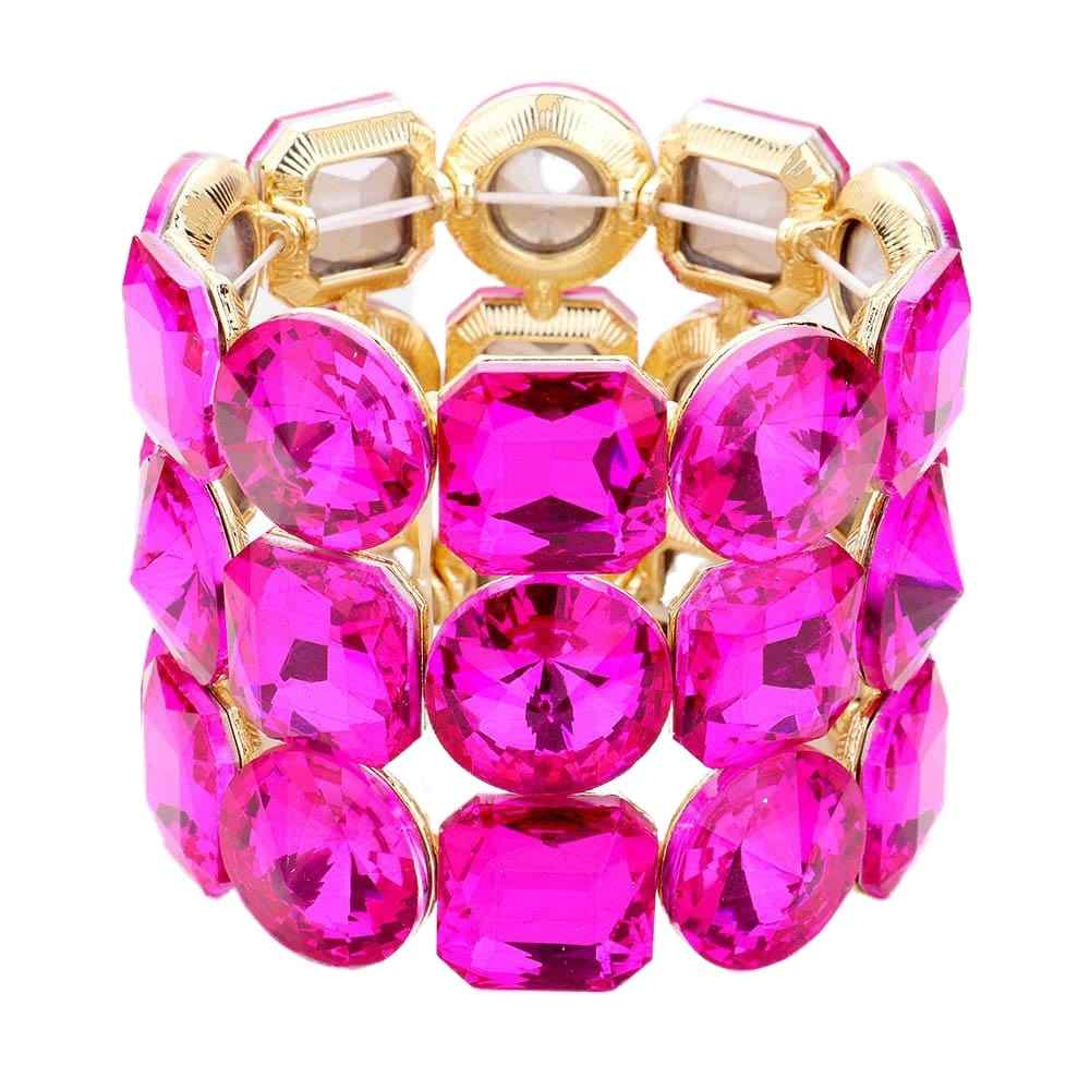 Crystal Rhinestone Round Stretch Bracelet Glass Bracelet - Madeline Love - Flyclothing LLC