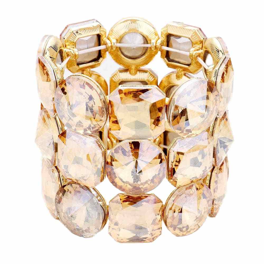 Crystal Rhinestone Round Stretch Bracelet Glass Bracelet - Madeline Love - Flyclothing LLC
