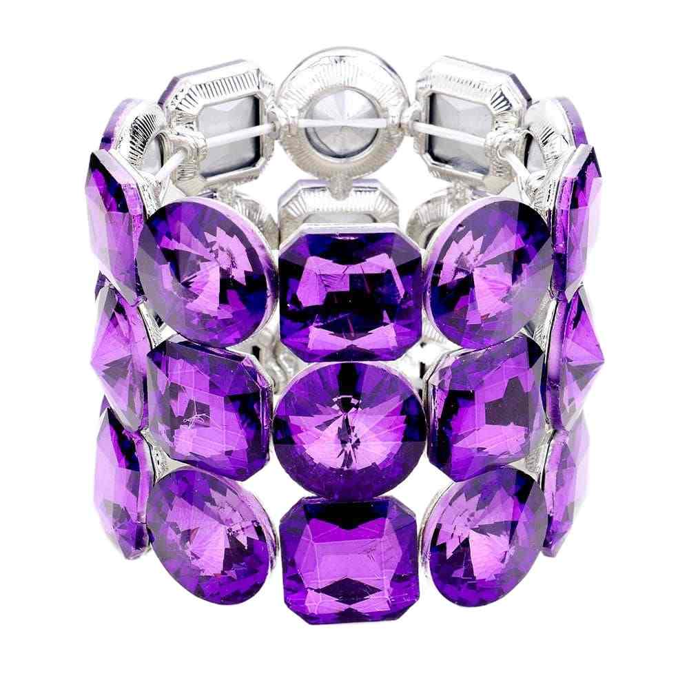 Crystal Rhinestone Round Stretch Bracelet Glass Bracelet - Madeline Love - Flyclothing LLC