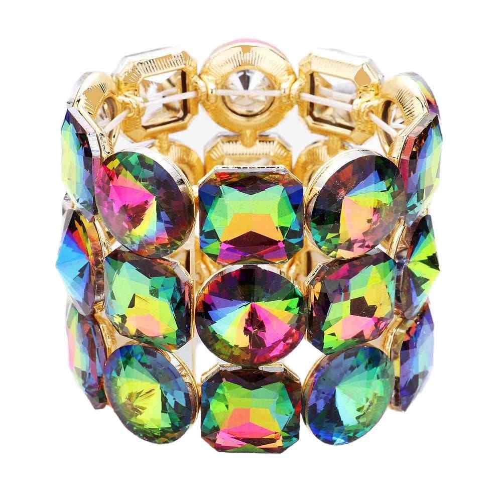 Crystal Rhinestone Round Stretch Bracelet Glass Bracelet - Madeline Love - Flyclothing LLC