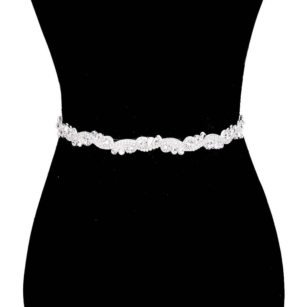 Crystal Rhinestone Sash Ribbon Bridal Belt Headband Tie - Madeline Love - Flyclothing LLC