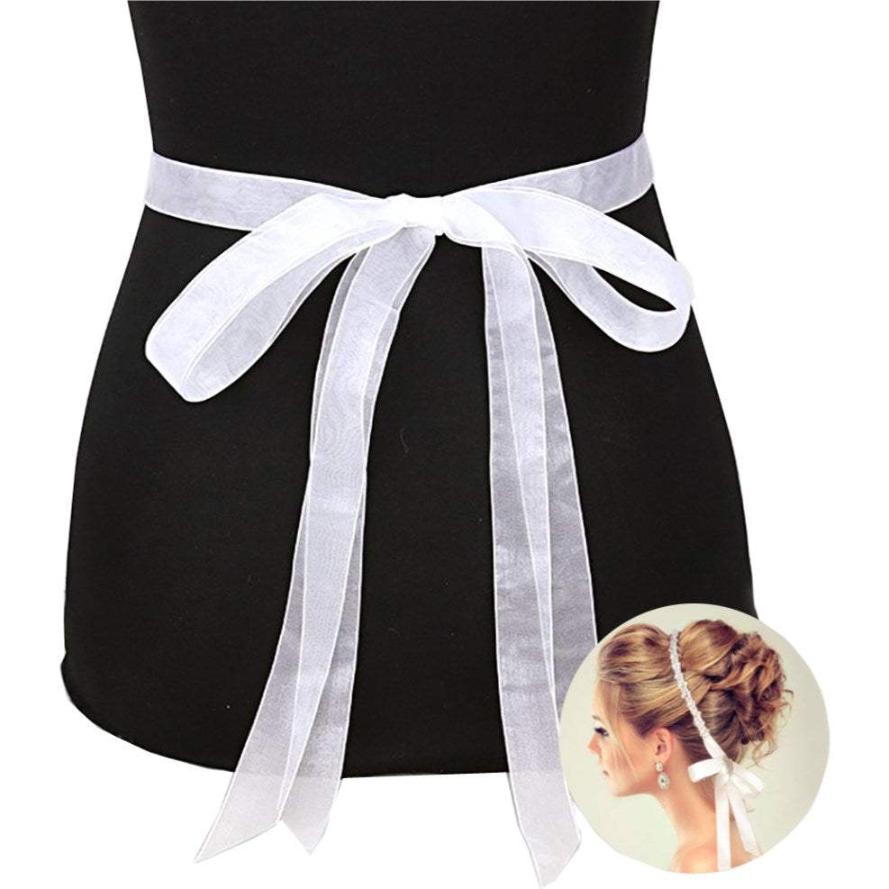 Crystal Rhinestone Sash Ribbon Bridal Belt Headband Tie - Madeline Love - Flyclothing LLC