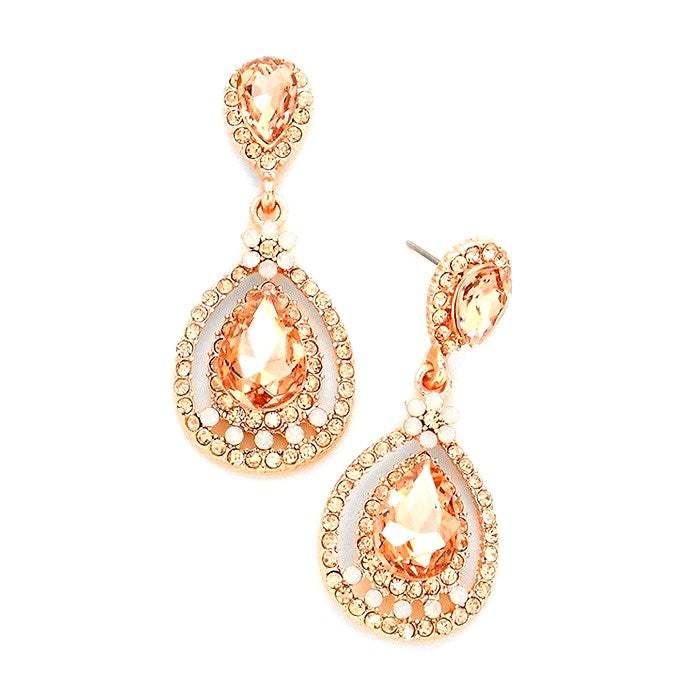 Crystal Rhinestone Teardrop Evening Earrings - Madeline Love - Flyclothing LLC