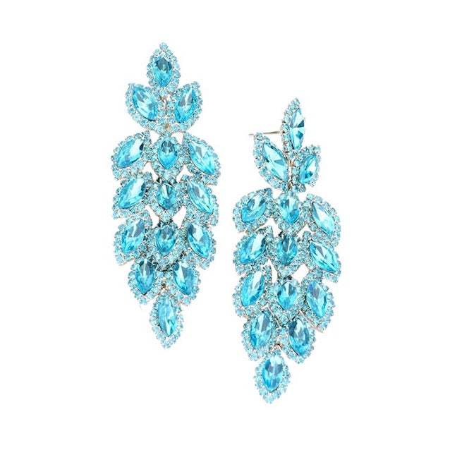 Crystal Stone Leaf Cluster Marquise Evening Earrings - Madeline Love - Flyclothing LLC