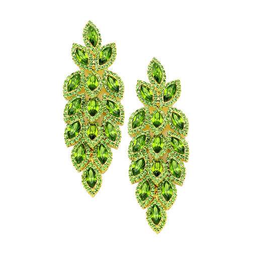 Crystal Stone Leaf Cluster Marquise Evening Earrings - Madeline Love - Flyclothing LLC