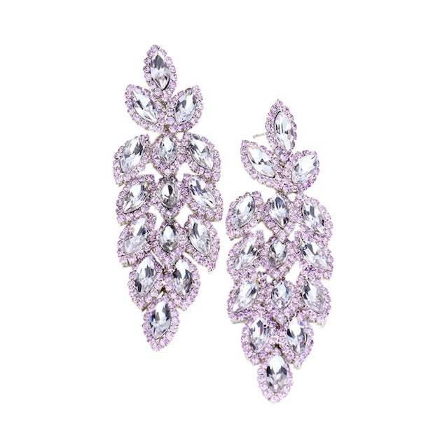 Crystal Stone Leaf Cluster Marquise Evening Earrings - Madeline Love - Flyclothing LLC