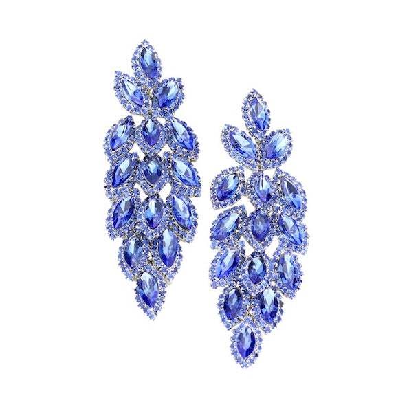 Crystal Stone Leaf Cluster Marquise Evening Earrings - Madeline Love - Flyclothing LLC