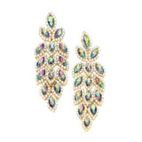 Crystal Stone Leaf Cluster Marquise Evening Earrings - Madeline Love - Flyclothing LLC