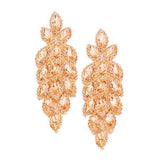 Crystal Stone Leaf Cluster Marquise Evening Earrings - Madeline Love - Flyclothing LLC