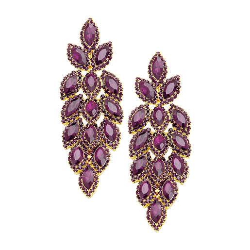 Crystal Stone Leaf Cluster Marquise Evening Earrings - Madeline Love - Flyclothing LLC