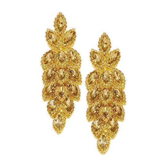 Crystal Stone Leaf Cluster Marquise Evening Earrings - Madeline Love - Flyclothing LLC