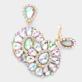 Crystal Teardrop Cluster Statement Clip on Earrings - Madeline Love - Flyclothing LLC