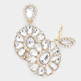 Crystal Teardrop Cluster Statement Clip on Earrings - Madeline Love - Flyclothing LLC