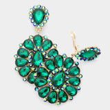 Crystal Teardrop Cluster Statement Clip on Earrings - Madeline Love - Flyclothing LLC