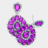 Crystal Teardrop Cluster Statement Clip on Earrings - Madeline Love - Flyclothing LLC