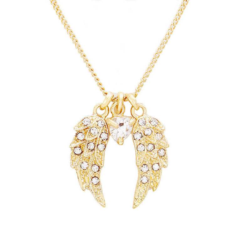 Crystal Wing Heart Bead Pendant Necklace - Madeline Love - Flyclothing LLC