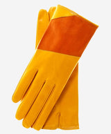 CS4416 (yellow/tang) - Women's Italian Color Block Silk Lined Leather Gloves - Leather Gloves Online - Flyclothing LLC