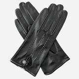 CS4801 (black) - Women's Italian Silk Lined Leather Gloves with Stitched Accents