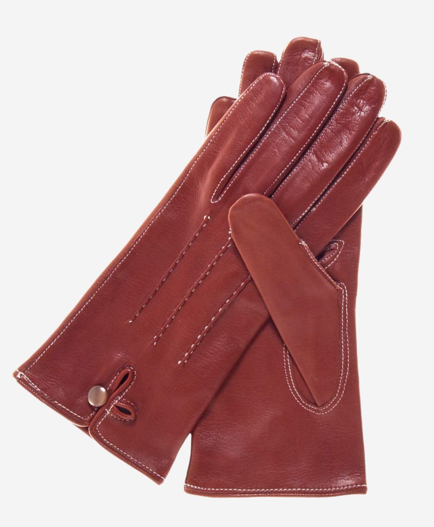 CS4801 (medium brown) - Women's Italian Silk Lined Leather Gloves with Stitched Accents - Leather Gloves Online - Flyclothing LLC