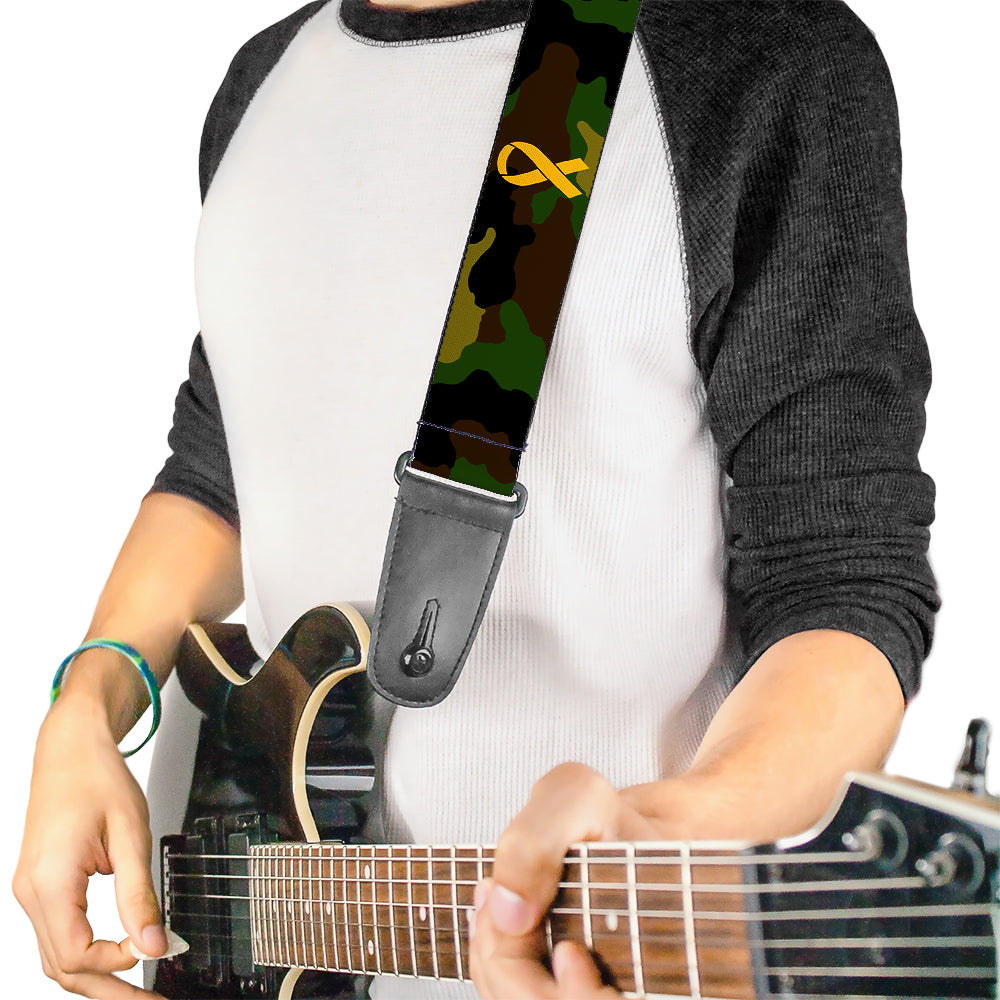 Guitar Strap - Support Our Troops Camo Olive Yellow Ribbon - Buckle-Down - Flyclothing LLC