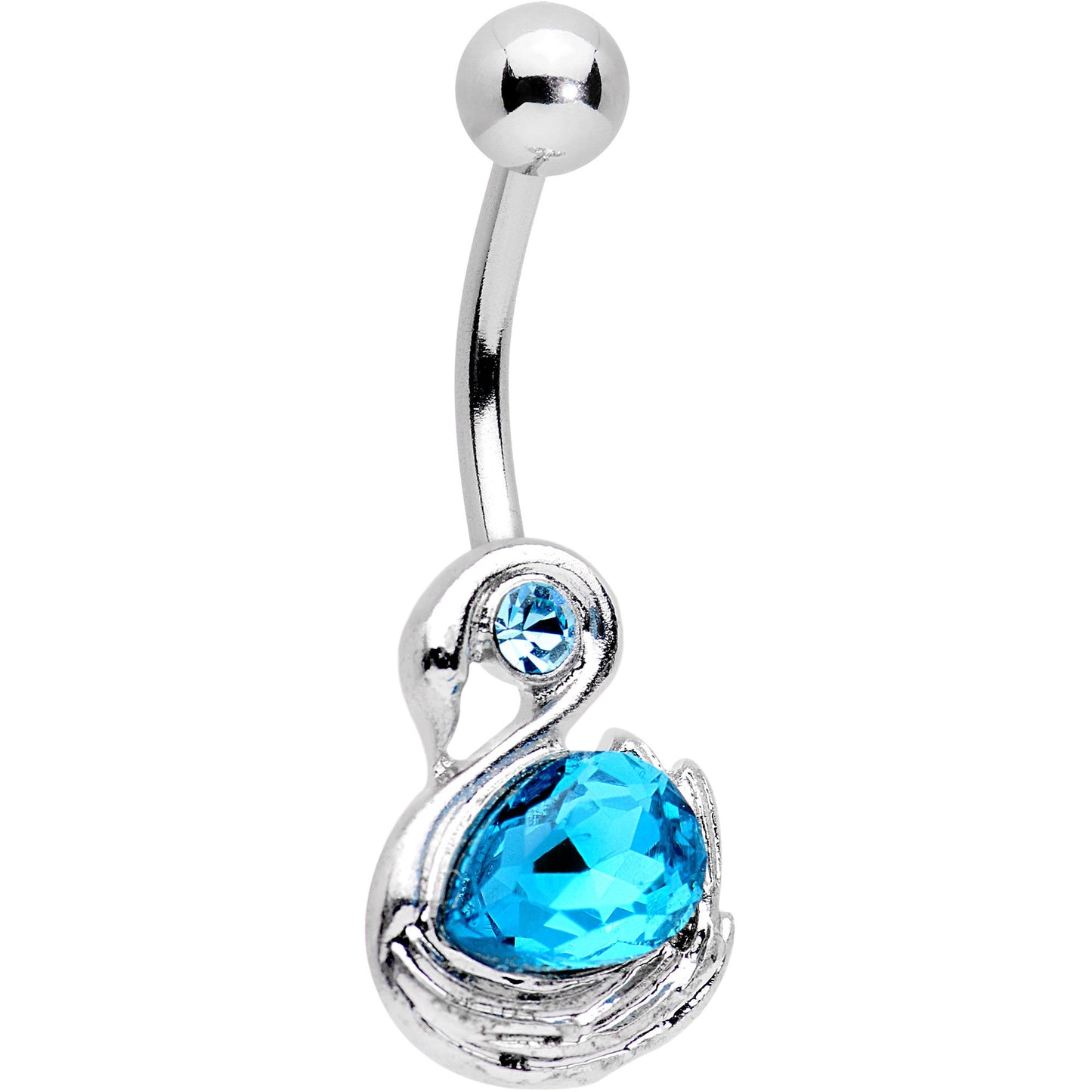 Aqua Gem Raindrop Sailing Swan Belly Ring - BodyCandy - Flyclothing LLC