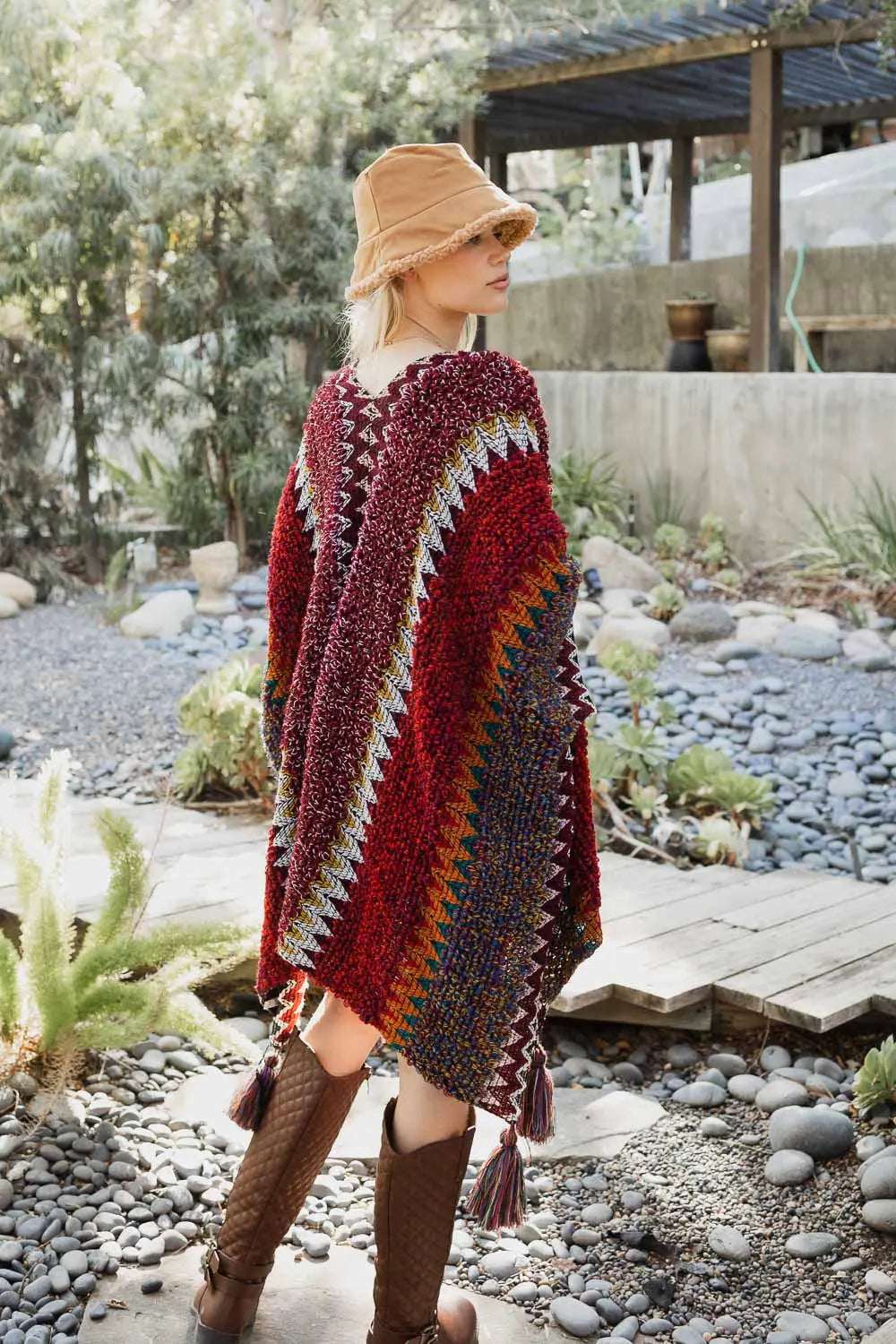 Cuddle Season Crochet Patterned Ruana - Boho Clothing and Accessories - Flyclothing LLC