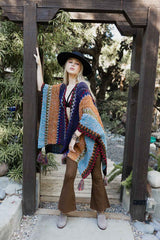 Cuddle Season Crochet Patterned Ruana - Boho Clothing and Accessories - Flyclothing LLC