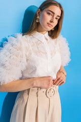 BEAUTIFUL OASIS IVORY WOVEN TOP - Flying Tomato - Flyclothing LLC