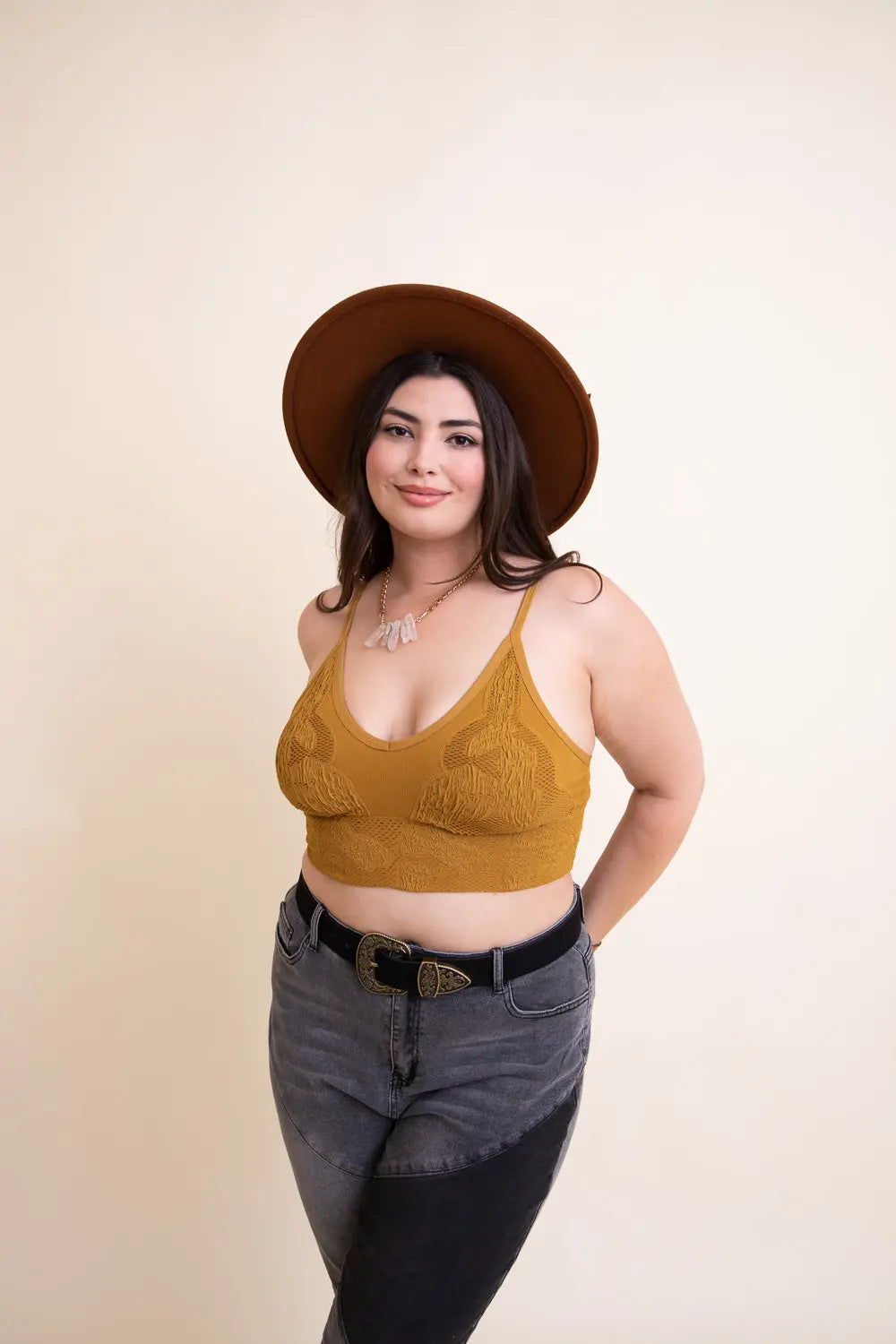 Curvy Seamless Padded Textured Brami Plus - Boho Clothing and Accessories - Flyclothing LLC