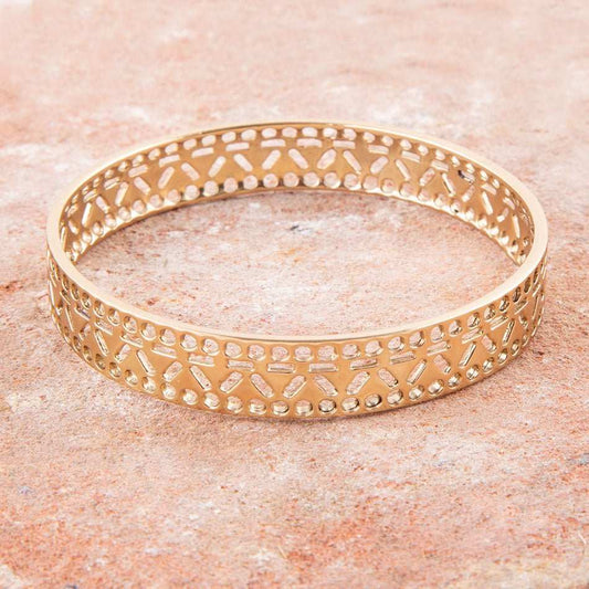 Cut it Out Bangle Golden Bracelet - Barse Jewelry - Flyclothing LLC