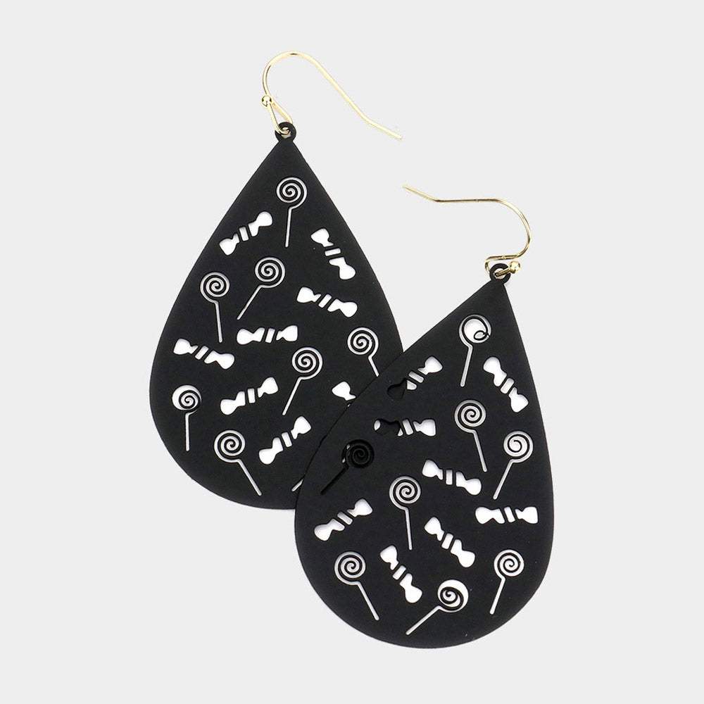 Cut Out Lollipop Candy Accented Teardrop Dangle Earrings - Madeline Love - Flyclothing LLC