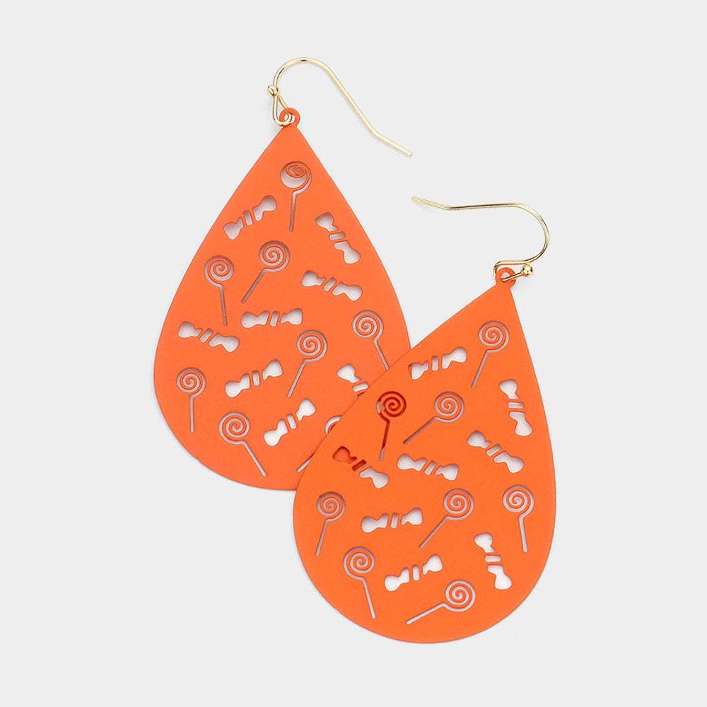 Cut Out Lollipop Candy Accented Teardrop Dangle Earrings - Madeline Love - Flyclothing LLC