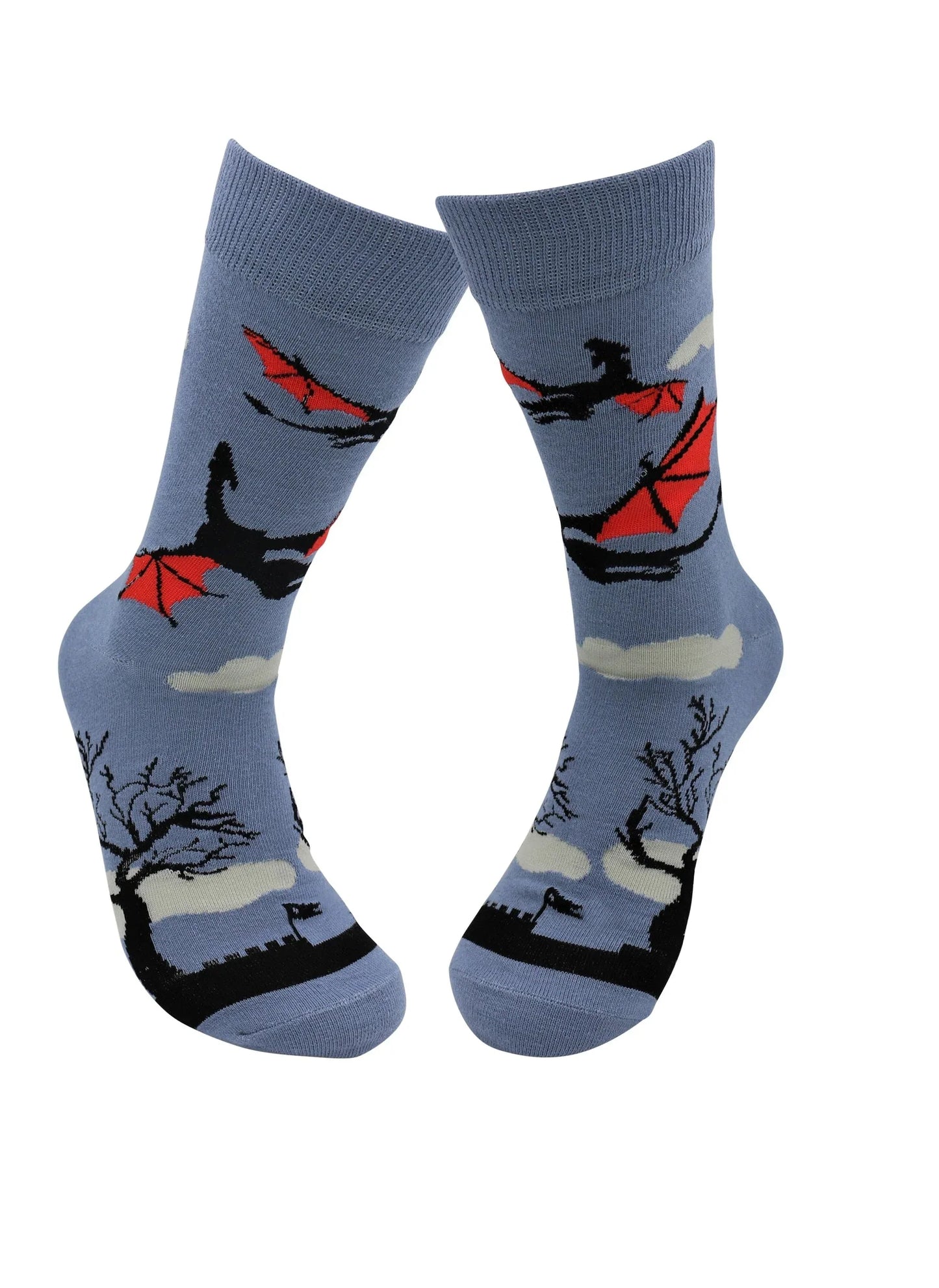 Grey Dragon Socks - Comfy Cotton Socks for Men & Women - Real Sic - Flyclothing LLC