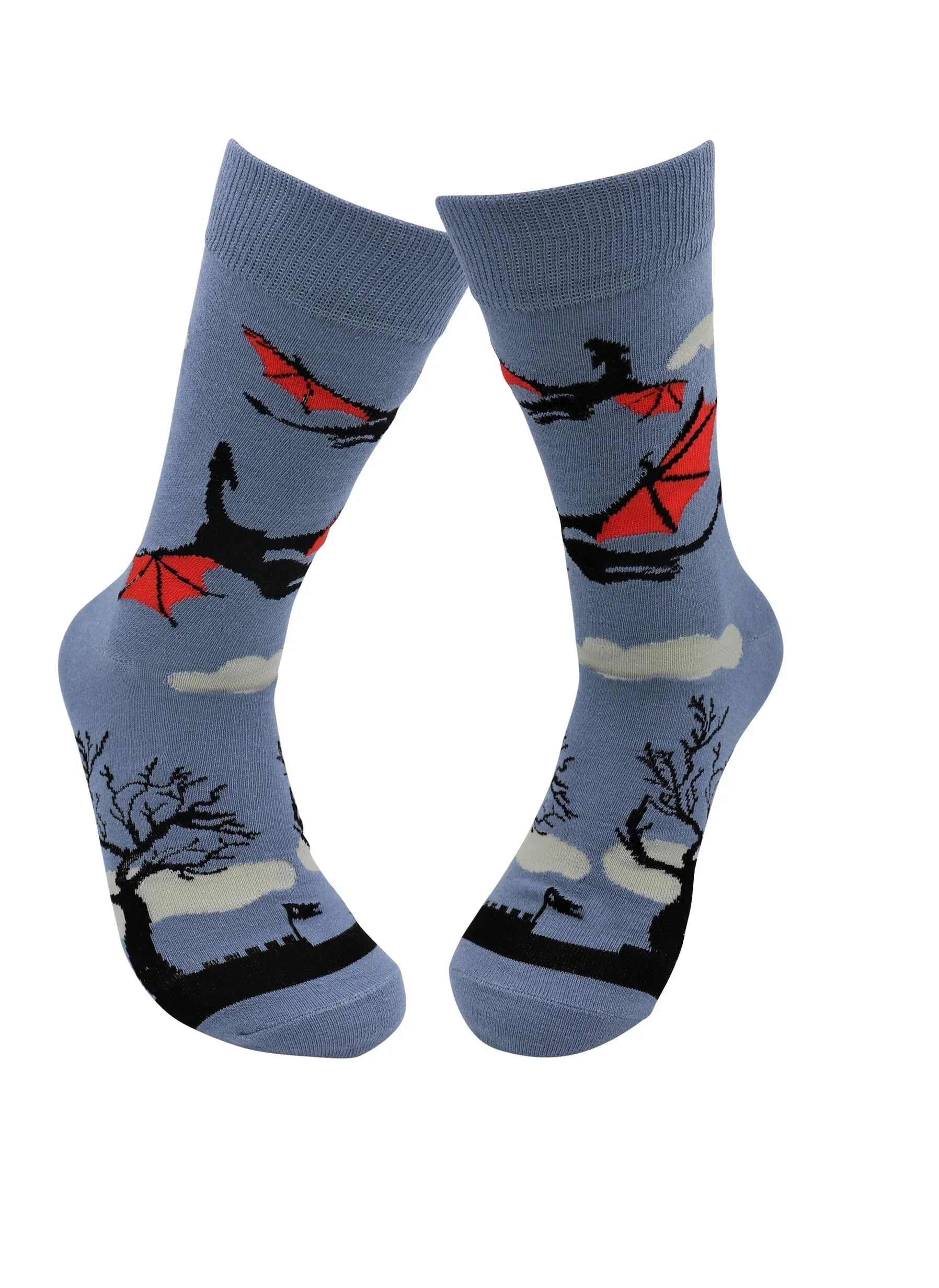 Grey Dragon Socks - Comfy Cotton Socks for Men & Women - Real Sic - Flyclothing LLC