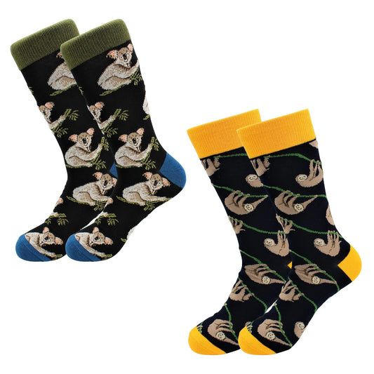 Koala & Sloth Socks 2 Pack - Comfy Cotton for Men & Women - Real Sic - Flyclothing LLC