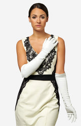 Angelina (ivory) - Italian silk lined 12-button length leather bridal / opera gloves - Leather Gloves Online - Flyclothing LLC