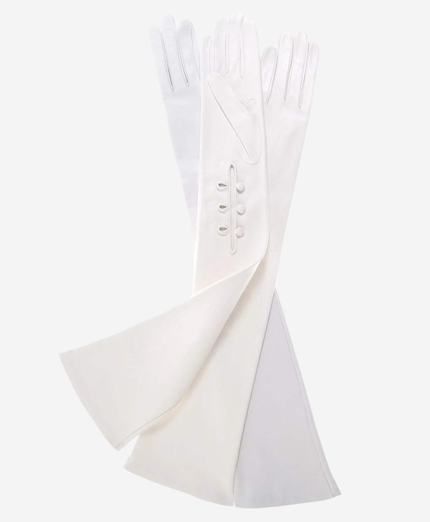 Angelina (ivory) - Italian silk lined 12-button length leather bridal / opera gloves - Leather Gloves Online - Flyclothing LLC