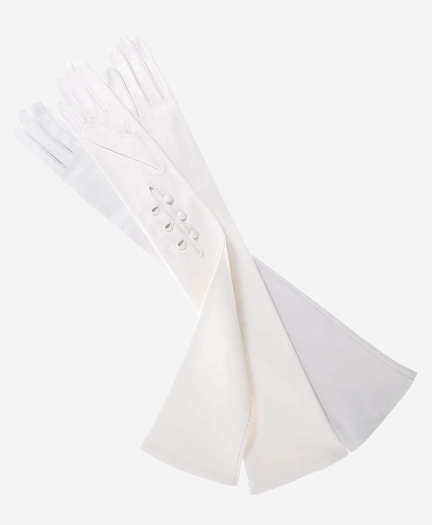 Angelina (ivory) - Italian silk lined 16-button length leather bridal / opera gloves