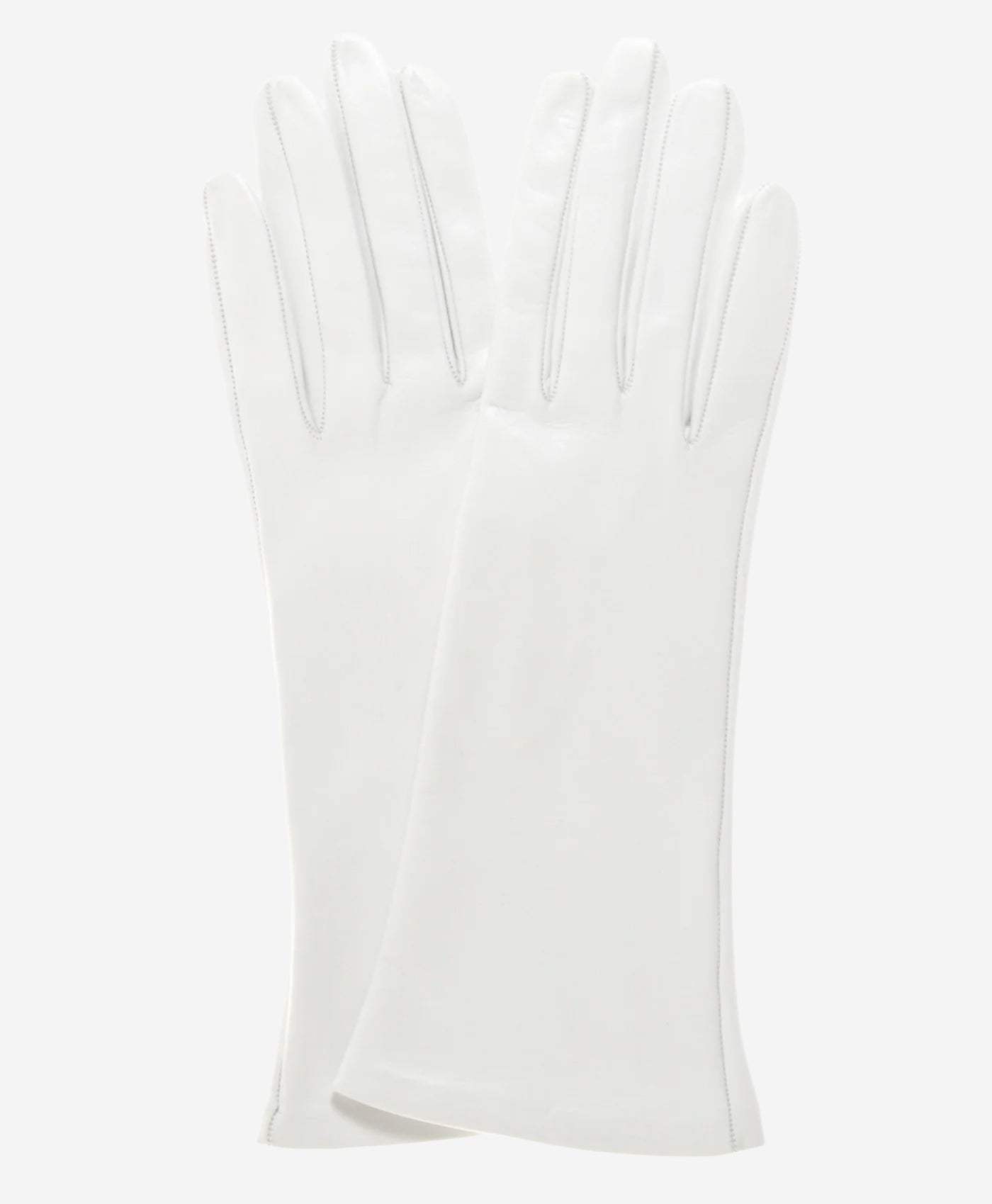 CW01W4 (white) - Italian Silk Lined 4-Button Length White Leather Bridal Gloves