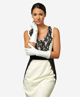 Angelina (ivory) - Italian silk lined 6-button length leather bridal / opera gloves