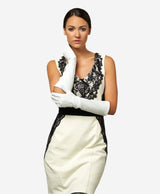 Angelina (ivory) - Italian silk lined 8-button length leather bridal / opera gloves
