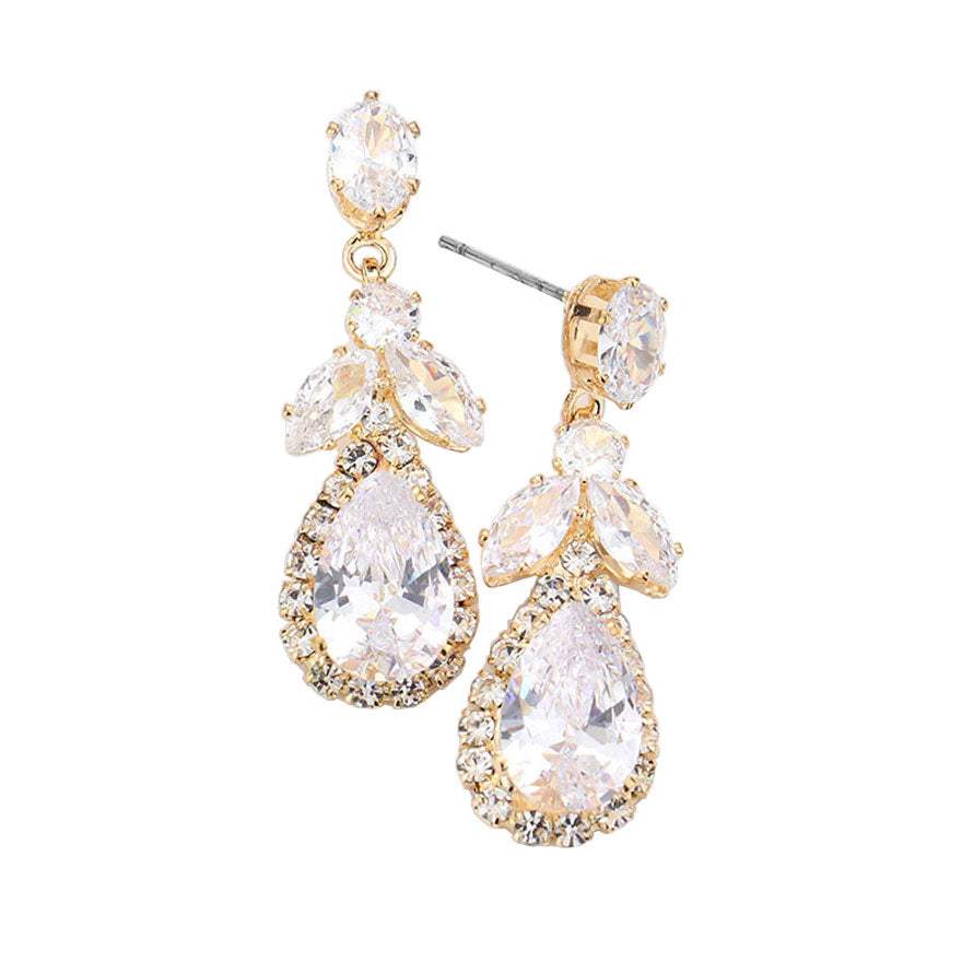CZ Multi Stone Dangle Evening Earrings - Madeline Love - Flyclothing LLC