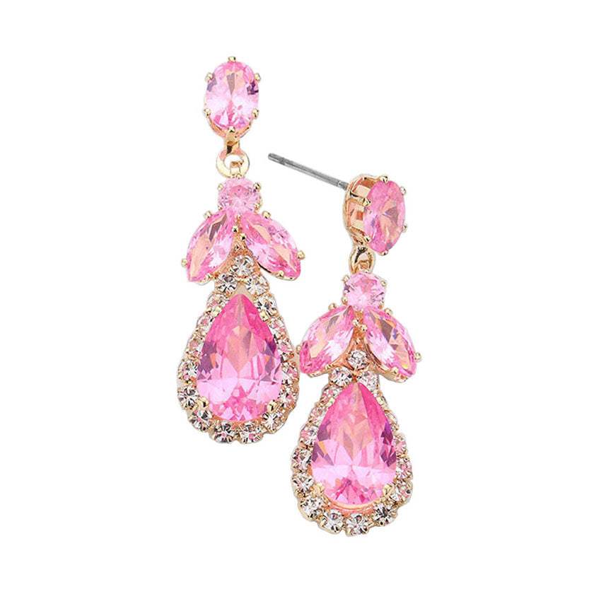 CZ Multi Stone Dangle Evening Earrings - Madeline Love - Flyclothing LLC