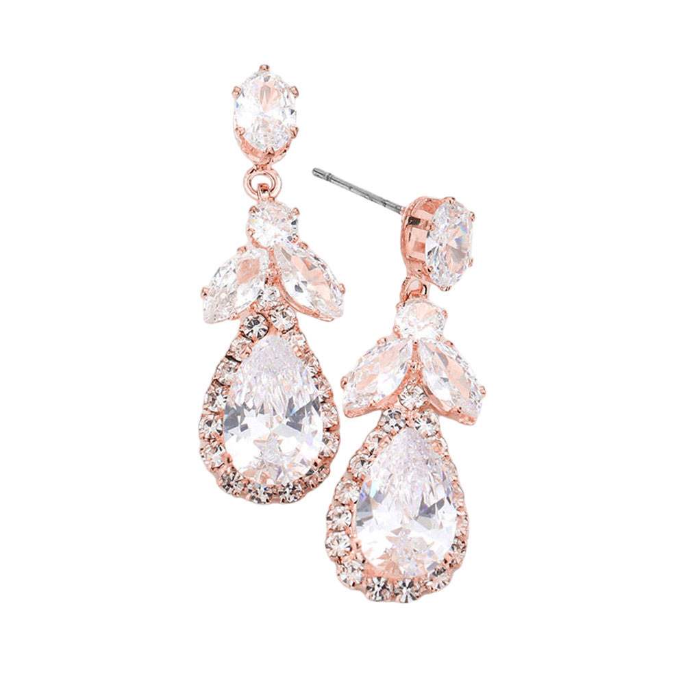 CZ Multi Stone Dangle Evening Earrings - Madeline Love - Flyclothing LLC