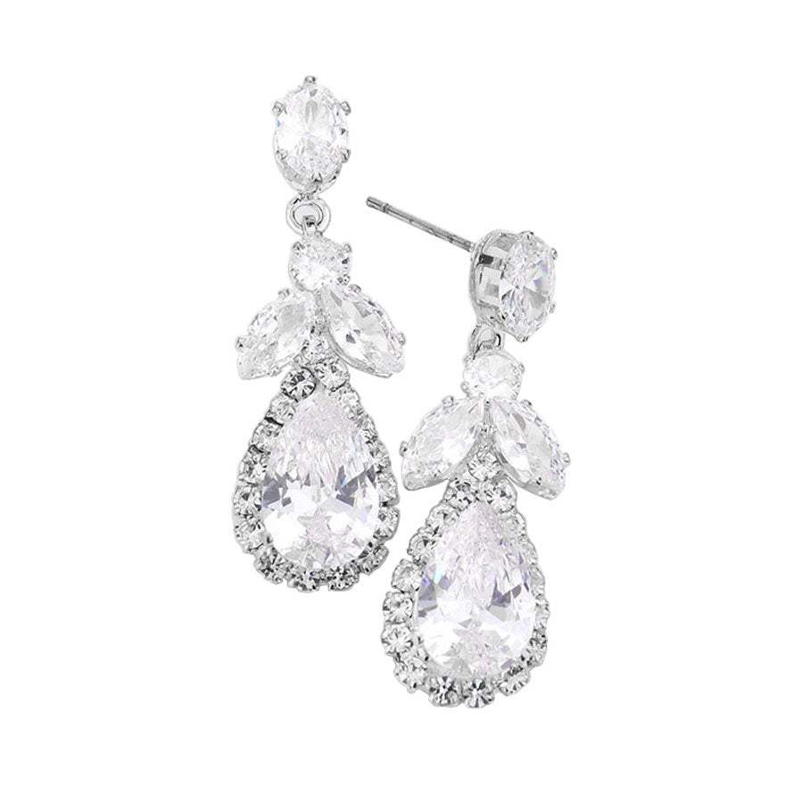 CZ Multi Stone Dangle Evening Earrings - Madeline Love - Flyclothing LLC