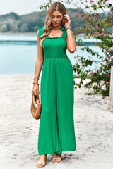 Frill Trim Tie Shoulder Wide Leg Jumpsuit with Pockets - Trendsi - Flyclothing LLC